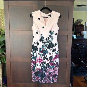 WHBM Pink floral sheath dress.  Size 6